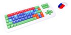 Kindertastatur von Clevy mit bunten Farbbereichen inklusive Clevy Kidsmaus mit bunten Klicktasten