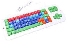 Kindertastatur von Clevy mit farbigen Funktionsbereichen und vergrößerten Tasten