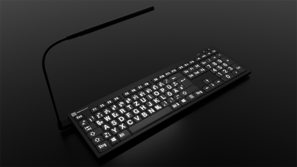 Großschrifttastatur mit schwarzen Tasten und weißer Beschriftung - USB Anschluss